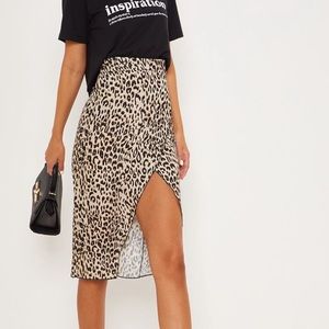 petite brown leopard pencil skirt